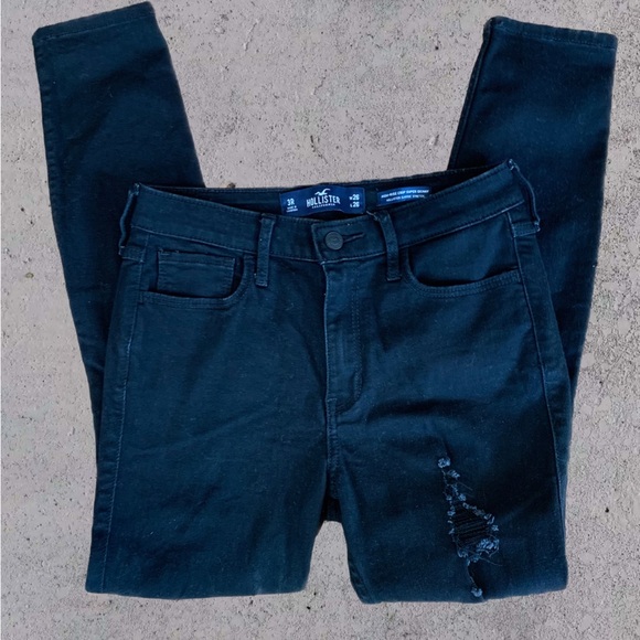 Hollister Denim - Hollister High-Rise Crop Super Skinny Classic Stretch Black 3R W26/L26
